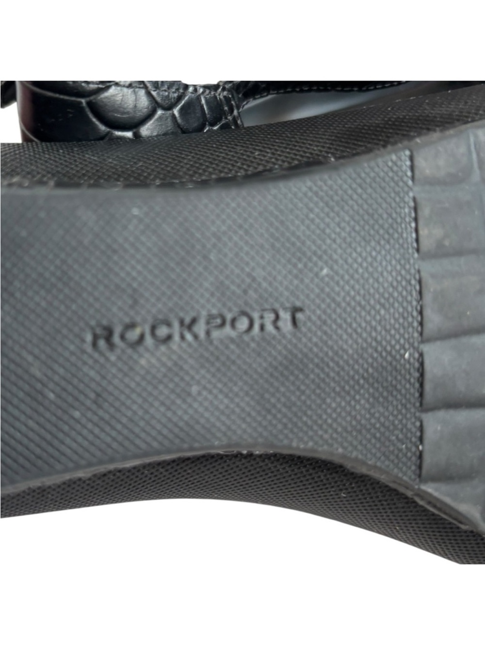 Rockport black leather low heel classic adjustable comfort sleek sandals 9 1/2 - Picture 12 of 14